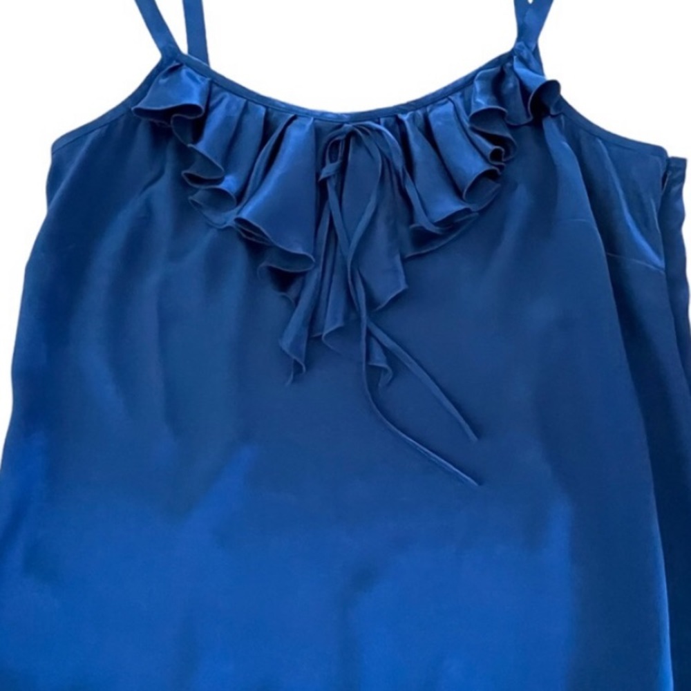 Blue 100% Silk Ruffled Tank by Ann Taylor, size 12, EUC